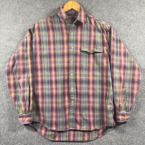 Dockers Shirt Mens Medium Vintage 90s Plaid Button Up Long Sleeve